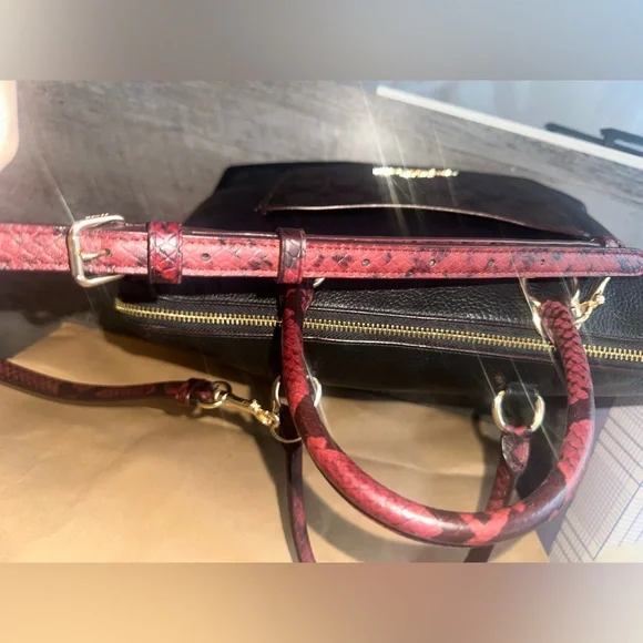 Coach Emma Satchel F34280 Colorblock Signature + Snake Handles Crossbody - Picture 5 of 13